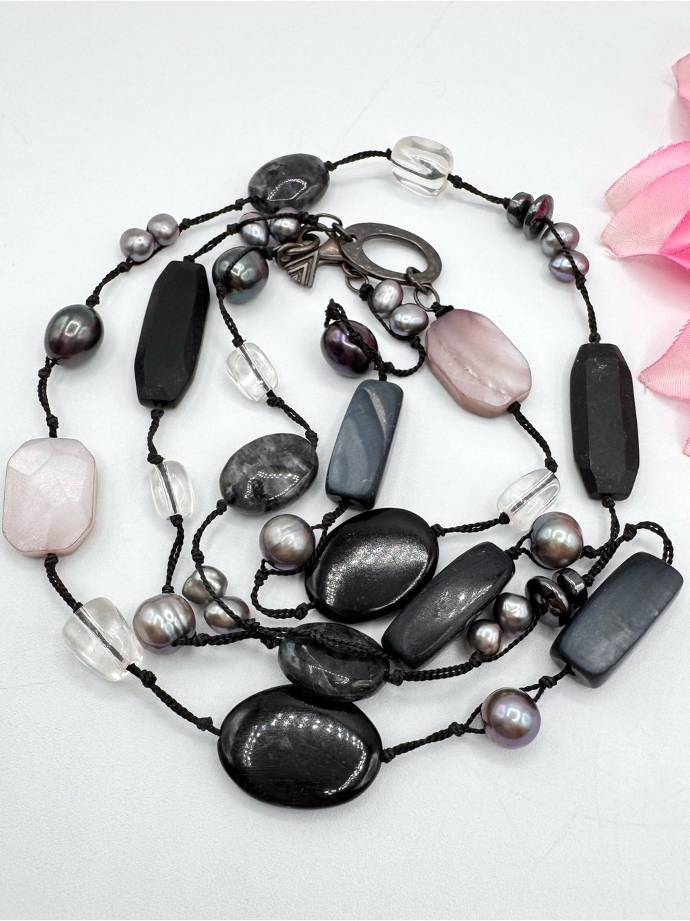 Silpada “Downtown” Gemstone Knotted Station Necklace N1796 Evening Beach Wedding